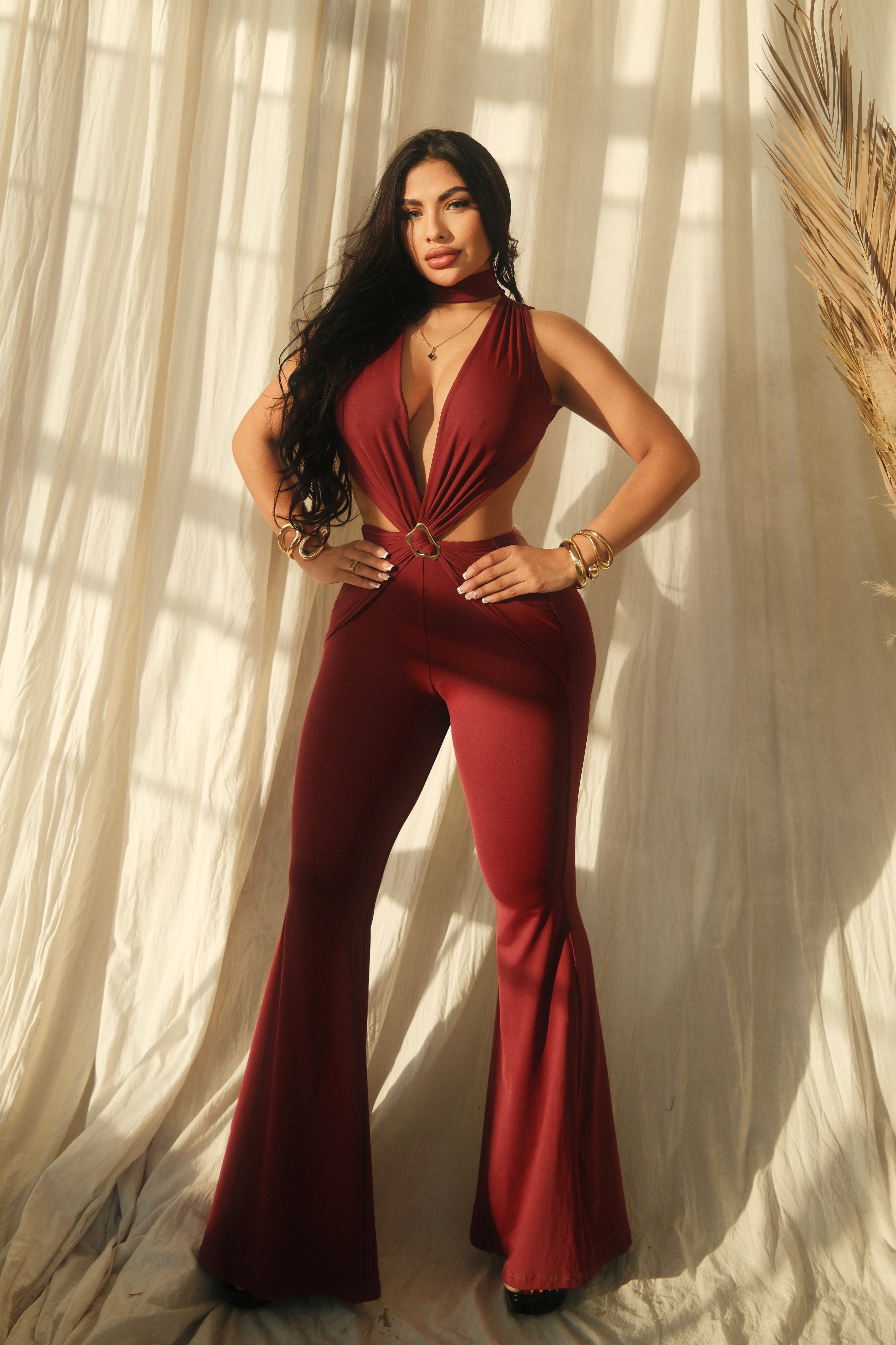 UNFORGETTABLE JUMPSUIT - BURGUNDY