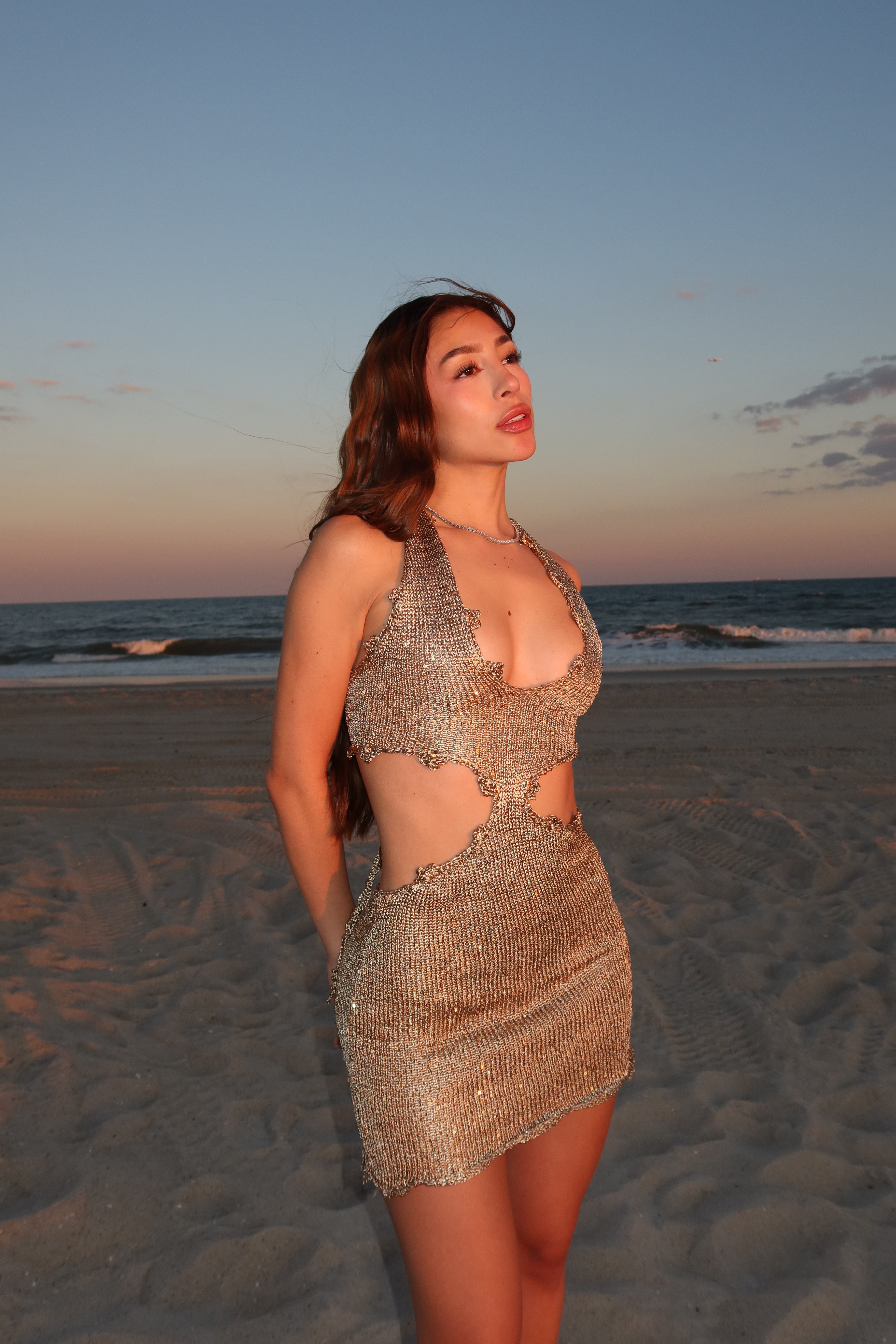 CORAL MINI DRESS - GOLD SEQUINS