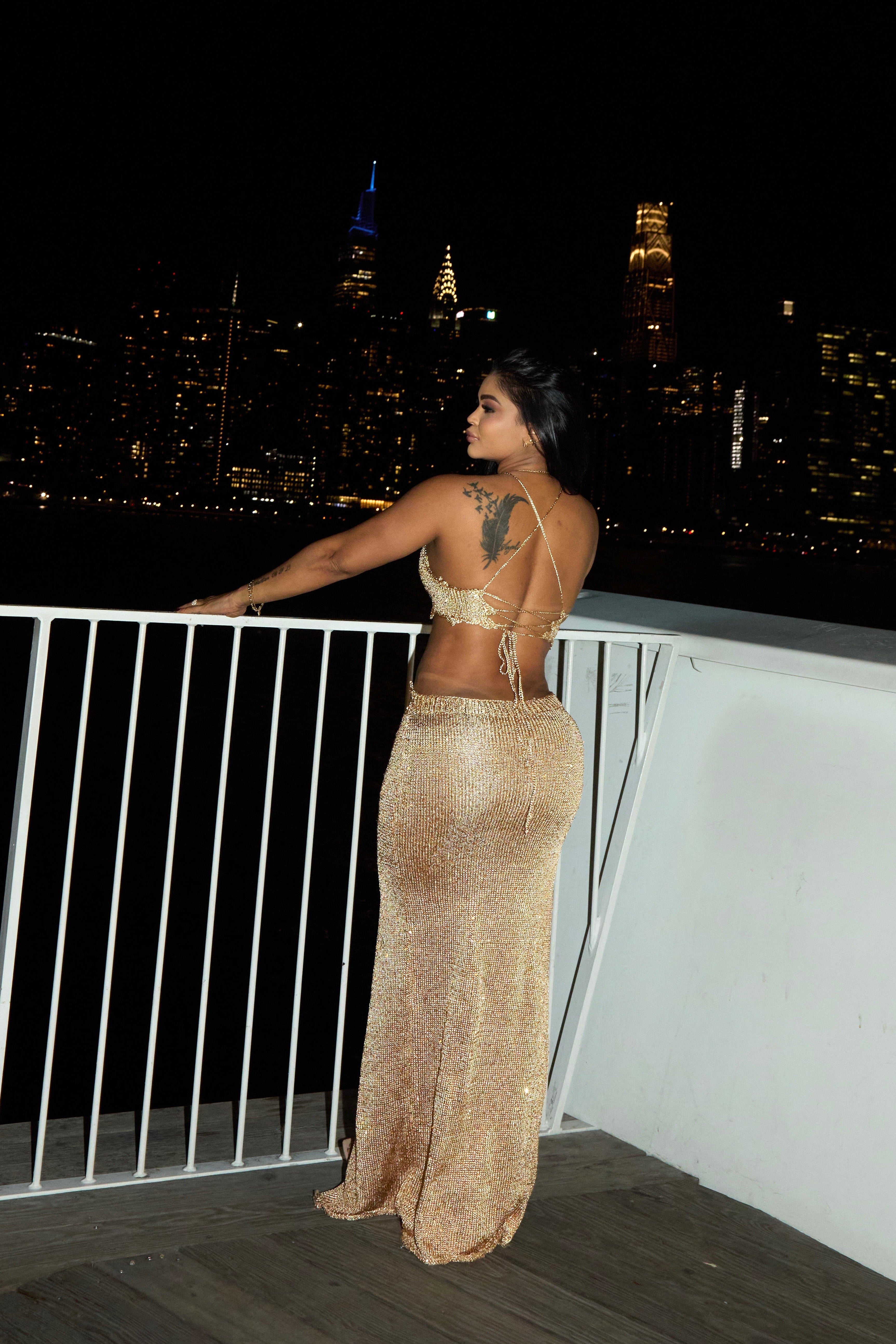 CORAL MAXI DRESS - GOLD